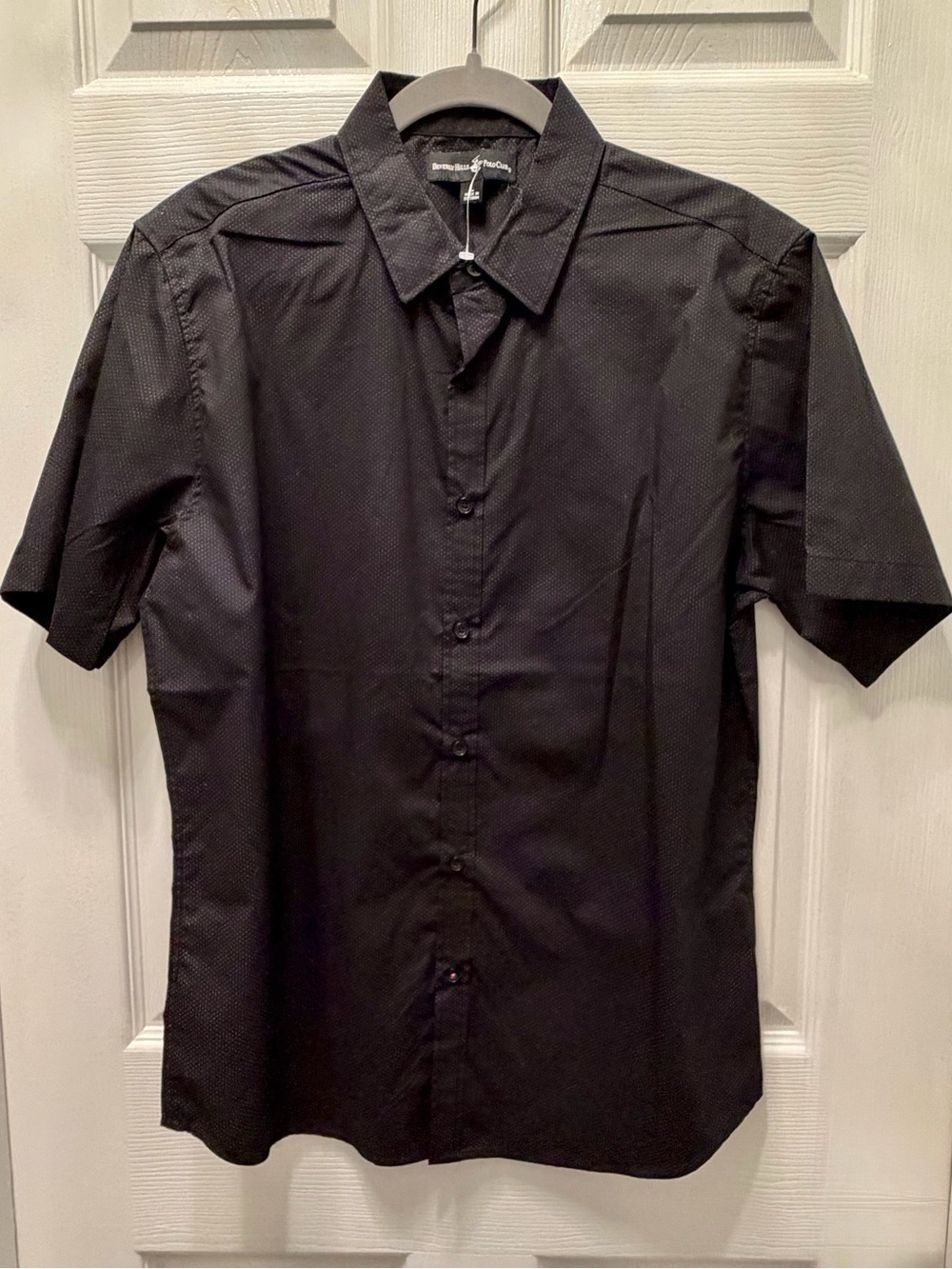 Beverly Hills Polo Club Black Pink Dot Shirt M NWOT